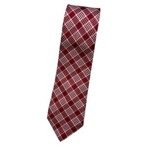 Burberry Red and White Check Silk Tie